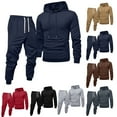 thumbnail image 1 of Zimjoy Mens Sweatsuit Workout Track Suits Mens Casual Hooded Sweatshirt and Sweatpant Fall Sweatpants Set with Pockets, Navy L, 1 of 5