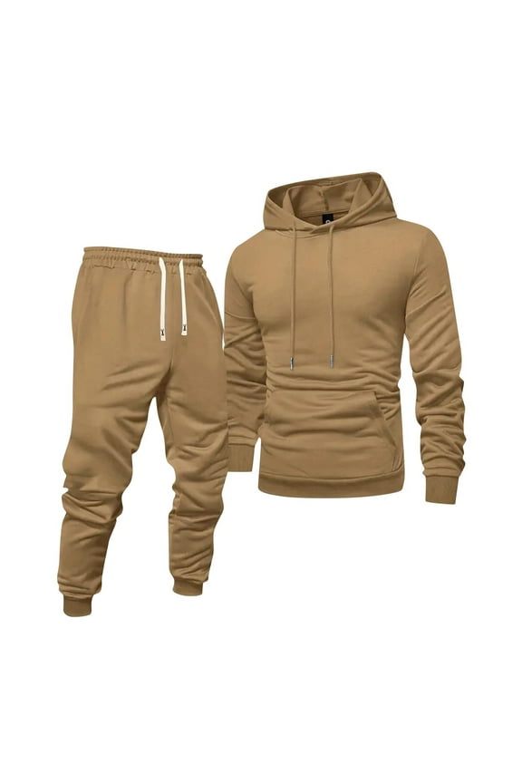 Mens Sweatsuits 2 Piece Set Athletic Mens Track Suits 2 Piece Set Casual Pullover Hoodie and Sweatpants Set Fall Jogging Suit with Pockets, Khaki M