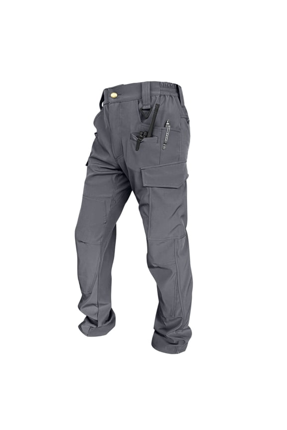 Mens Tactical Pants Water Resistant Breathable Cargo Pants Lightweight Ripstop EDC Work Pant Outdoor Camping Pant with 8 Pockets, Gray L