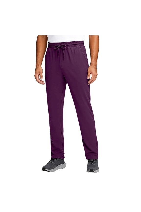 Mens Track Pants Stretch Open Bottom Joggers Casual Drawstring Wasit Athletic Pants for Workout, Purple 2XL