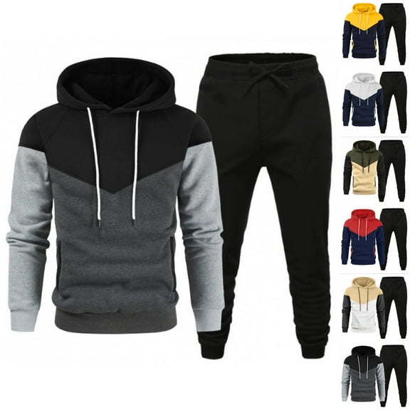 Zimjoy Mens Track Suits 2 Piece Set Athletic Men Sweatsuits Sets Fall Winter Pullover Hoodie and Sweatpants Set Casual Jogging Suits Sets with Pockets, Dark Gray M