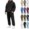 thumbnail image 1 of Zimjoy Mens Track Suits 2 Piece Set Gym Mens Sweatsuit Sherpa Lined Hoodie and Cargo Sweatpants Set Casual Winter Sportswear Tracksuits with Pockets, Black L, 1 of 9