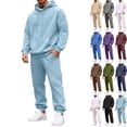 thumbnail image 1 of Zimjoy Mens Track Suits 2 Piece Set Sports Mens Sweatsuits 2 Piece Set Sherpa Lined Hoodie and Cargo Sweatpants Set Casual Winter Cargo Sweatpants Set with Pockets, Light Blue 3XL, 1 of 9