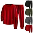 thumbnail image 1 of Zimjoy Mens Track Suits 2 Piece Set Sports Sweatsuits for Men Set Crewneck Fall Fleece Pullover Sweatshirt and Sweatpants Set Casual Loose Sweatpants Set with Pockets, Red L, 1 of 6
