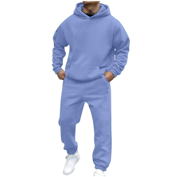 Zimjoy Mens Track Suits 2 Piece Set Sports Sweatsuits for Men Set Fall Sweatshirt and Sweatpants Set Casual Sportswear Tracksuits with Pockets, Blue XL