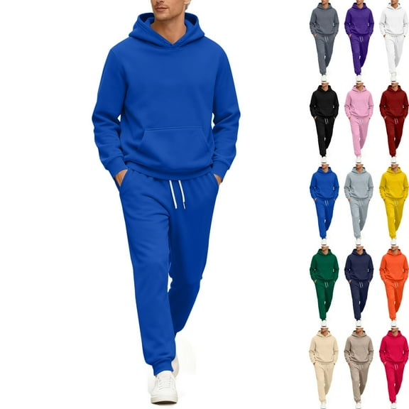 Zimjoy Mens Track Suits 2 Piece Set Workout Sweat Suits Men Autumn Hoodie and Sweatpants Set Casual Sportswear Tracksuits with Pockets, Blue 3XL