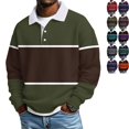 thumbnail image 1 of Zimjoy Mens Waffle Henley Shirts Casual Button Down Golf Shirt Big and Tall Long Sleeve T Shirts Striped Spring Pullover, Army Green L, 1 of 6
