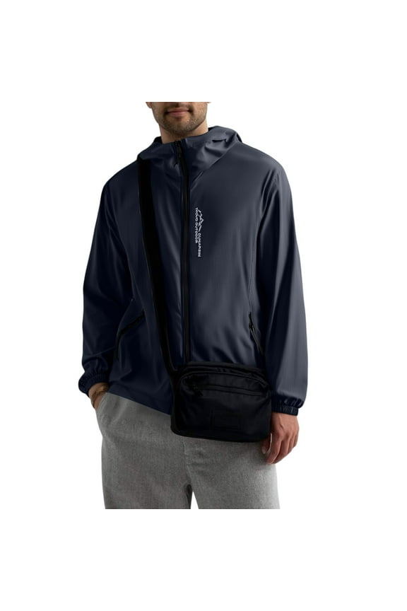 Mens Windbreaker Jacket Water Resistant Lightweight Hooded Windbreaker Jacket Outdoor Oversized Hoodie Jackets with Pocket Fishing Hiking Coat, Dark Gray 5XL