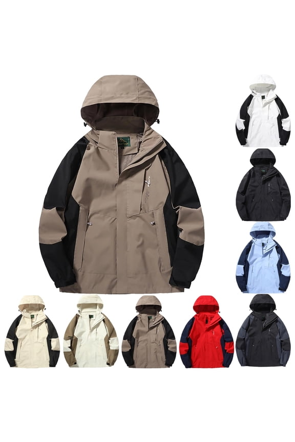 Mens Windbreaker M-5XL Windproof Fall Jacket Casual Breathable Hooded Men's Lightweight Jackets Adjustable Neckline Zip Up Hoodies, Coffee 5XL