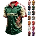 thumbnail image 1 of Zimjoy Mexico Soccer Jersey Shirt for Men 2026 World Soccer Game National Team 2D Graphic Collared Short Sleeve Button Down Shirts Dark Green L, 1 of 4
