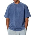 thumbnail image 1 of Zimjoy Oversized Tshirts for Men Casual Crewneck Blue Tees for Men Vintage Mens Washed Cotton T Shirts Loose Fit Short Sleeve Fashion Clothing, Blue M, 1 of 8