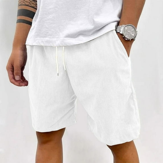 Zimjoy Pacificozy Men's Shorts Casual Loose Fit Mokaloha Shorts Drawstring Elastic Waist Beach Shorts Vintage Lightweight Running Shorts with Pockets, White 2XL