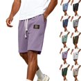 thumbnail image 1 of Zimjoy Purple Sweat Shorts Men Lightweight Solid Short Drawstring Elastic Waist Waffle Shorts Summer Casual Short, Purple 4XL, 1 of 6
