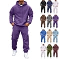 thumbnail image 1 of Zimjoy Purple Sweat Suits Men Athletic Mens Track Suits 2 Piece Set Casual Winter Sweatshirt and Cargo Sweatpants Set Fleece Cargo Sweatpants Set with Pockets, Purple S, 1 of 9