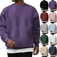thumbnail image 1 of Zimjoy Purple Sweatshirts for Men Casual Long Sleeve Mens Crewneck Sweatshirts Fashion Solid Color Pullover Cotton Blend Thermal Fall Clothes, Purple XL, 1 of 5