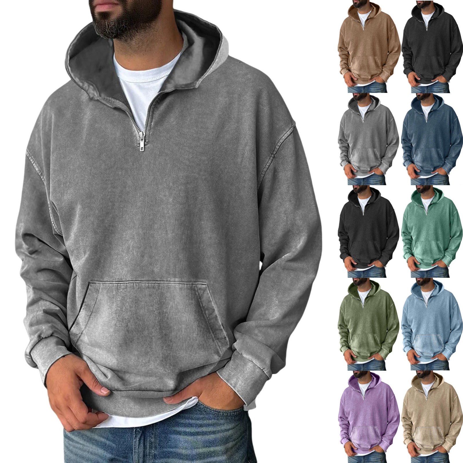 Zimjoy-Quarter-Zip-Hoodie-Men-