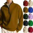 thumbnail image 1 of Zimjoy Quarter Zip Pullover Men Mock Neck Long Sleeve 1/4 Zip Pullover Mens Casual Henley Shirts for Men Lightweight Brown Zip Up Hoodie Fall Clothes, Brown M, 1 of 7