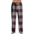 thumbnail image 1 of Zimjoy Red Plaid Pajama Pant for Men Elastic Waist Lounge Fleece Pajama Bottoms Lightweight Drawstring Soft Pj Pants Casual Warm Sleepwear Sleep Bottom with Pockets, Wine S, 1 of 4