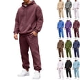 thumbnail image 1 of Zimjoy Red Track Suits Mens Athletic Men Sweatsuits Sets Sherpa Lined Hooded Sweatshirt and Cargo Sweatpant Casual Winter Jogging Suit with Pockets, Wine L, 1 of 9