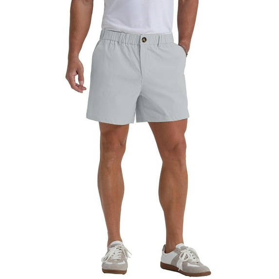 Zimjoy Shorts for Men Classic-Fit 5" Shorts Lightweight Quick Dry Button Stretch Chino Shorts Elastic Waist Outdoor Golf Work Travel Beach Pants, Gray XL