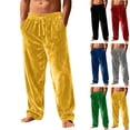 thumbnail image 1 of Zimjoy Sleep Bottoms Men Thermal Flannel Pajama Pants Comfy Velvet Sleep Pant Warm Christmas Lounge Pant, Yellow L, 1 of 8