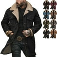 thumbnail image 1 of Zimjoy Suede Jacket for Men Vintage Regular Fit Double-Breasted Trench Coats Windproof Lapel Collar Wool-Blend Pea Coat Casual Long Trench Coats Thermal Winter Overcoat, Black L, 1 of 5