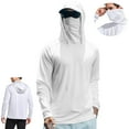 thumbnail image 1 of Zimjoy Sun Shirts for Men Sun Protection Shirts with Mask UPF 50 Rash Guards Cooling Hoodies Lightweight Long Sleeve Fishing Blouses, White L, 1 of 7