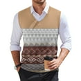 thumbnail image 1 of Zimjoy Sweater Vest Men Casual V Neck Fair Isle Knitted Sweater Vest Oversize Sleeveless Sweaters for Men Vintage Pullover Sweater Vest, Light Brown 5XL, 1 of 5