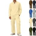 thumbnail image 1 of Zimjoy Sweatsuits for Men Sports Mens Track Suits 2 Piece Set Casual Zipper Sweatshirts and Cargo Pants Set Spring Fall Jogging Suit with Pockets, Beige 3XL, 1 of 10