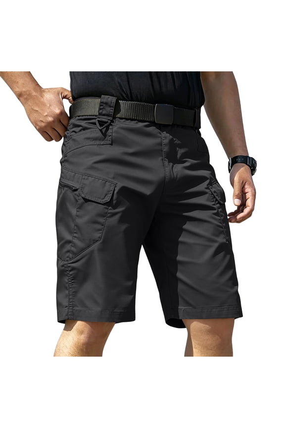 Tactical Shorts for Men 9" Ripstop Water Resistant Outdoor Basic Cargo Work Shorts with 6 Pockets for Hiking Camping Working, Black 3XL