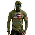 thumbnail image 1 of Zimjoy UPF 50+ Long Sleeve Mens Sun Protection Shirts Fishing Hoodies for Men with Face Mask UV Rash Guard Shirts Army Green 3XL, 1 of 5