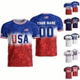 thumbnail image 1 of Zimjoy USA Soccer Jersey Men Custom Name Number Short Sleeve Personalized USA Jersey Shirts Patriotic Flag Football Fan Match Sports Shirt Royal Blue L, 1 of 4