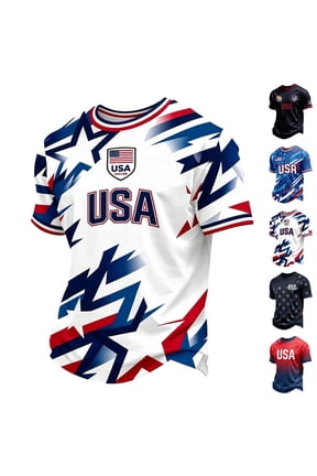 USA Soccer Men's Shirts Crewneck Short Sleeve 2026 Country Team Tee Shirts Fan International Football Shirt Retro Streetwear Top Dark Blue XL