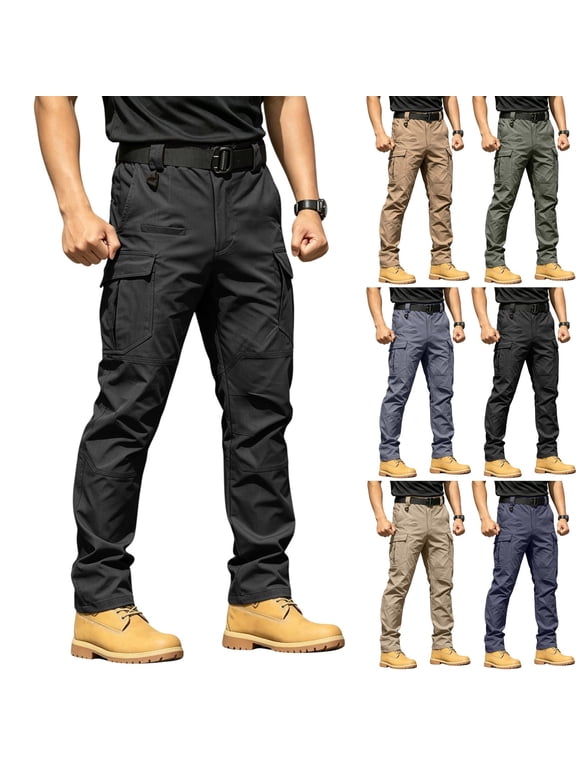 Waterproof Tactical Pants for Men 4 Way Stretch Water Resistant Ripstop Work Pants Lightweight Breathable with 8 Pockets Black M