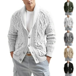 Frontwalk Men Regular Fit Solid Color Cardigan Sweater Chunky