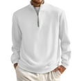 thumbnail image 1 of Zimjoy White Quarter Zipper Pullover Men Casual Long Sleeve 1/4 Zip Fleece Pullover Mens Lightweight Mock Neck Fall 1/4 Zip Sweater Men Texture Waffle Sweatshirt, White L, 1 of 5