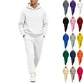 thumbnail image 1 of Zimjoy White Track Suits Mens Workout Men Sweatsuits Sets Fall Hooded Sweatshirt and Sweatpant Casual Sweatpants Set with Pockets, White XL, 1 of 6