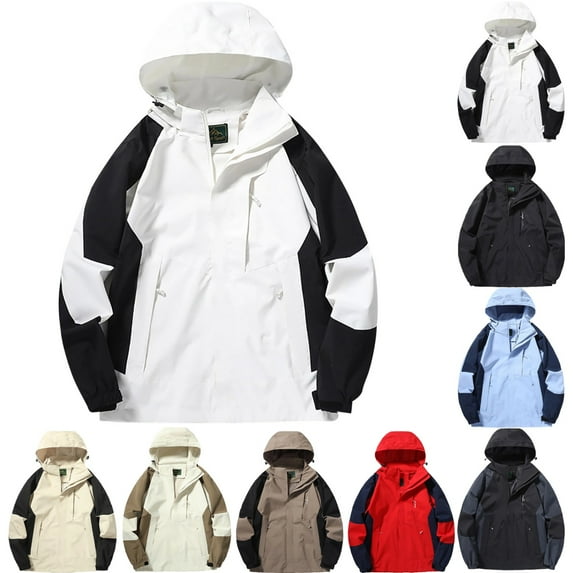 Zimjoy White Windbreaker Men M-5XL Windproof Fall Jacket Casual Breathable Hooded Light Jackets for Men Adjustable Neckline Running Hoodies, White 4XL