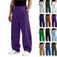thumbnail image 1 of Zimjoy Wide Leg Sweatpants Men Baggy Fleece Loose Sweatpants with Pockets Drawstring Elastic Waist for Travel Running Athletic Dark Purple 3XL, 1 of 8