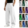 thumbnail image 1 of Zimjoy Wide Leg Sweatpants Men Baggy Fleece Loose Sweatpants with Pockets Drawstring Elastic Waist for Travel Running Athletic White 2XL, 1 of 8