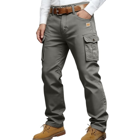 Zimjoy Work Pants for Men Durable Tear-Resistant Vintage Denim Cargo Pants Durable Straight Leg Multi-Pockets Trousers for Construction Working, Dark Gray XL