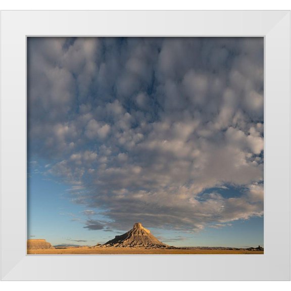 Zimmerman, Judith 13x12 White Modern Wood Framed Museum Art Print Titled - Utah Early morning clouds at Factory Butte-Upper Blue Hills