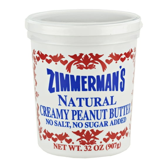 Zimmerman's Natural Creamy Peanut Butter No Salt Added 32 oz. Tub (3 Tubs)