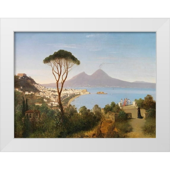 Zimmermann, August 18x15 White Modern Wood Framed Museum Art Print Titled - Blick vom Posillipo