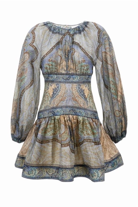 Cotton-Silk Mini Dress With Fitted Bodice (Women's)