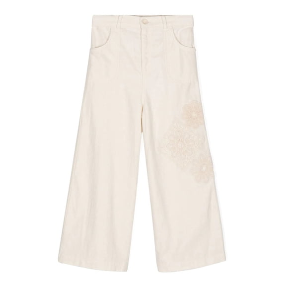 Zimmermann Kids Halliday Floral-Applique Trousers, Size 4