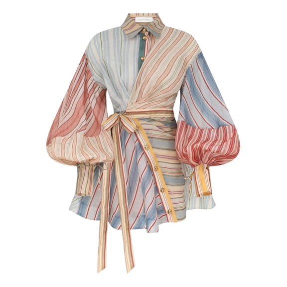 Zimmermann Neutral Rebellion Pastel Stripes Mini Dress (Women's)