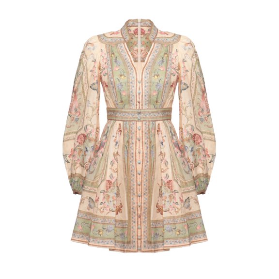 Zimmermann Rosalight Plunge Mini Dress With Intricate Floral Pattern (Women's)