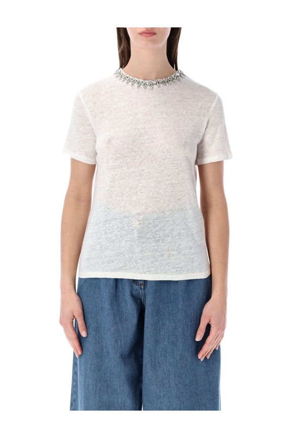Crystal Embellished Linen Top (Women's)