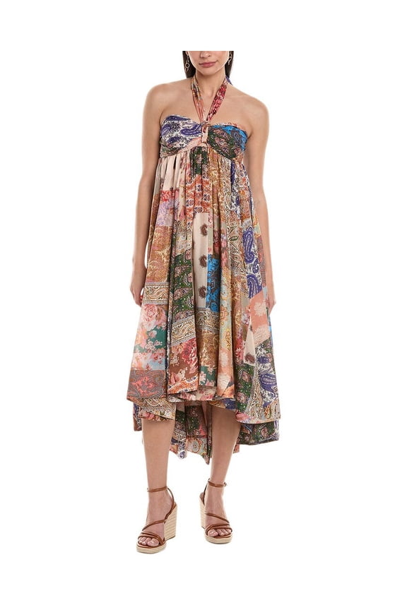 womens Devi Halter Silk Maxi Dress, 1, Blue